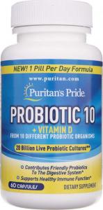 Puritans Pride PROBIOTIC 10 + WITAMINA D3 (60 KAPS) PROBIOTYKI PURITAN'S PRIDE 1