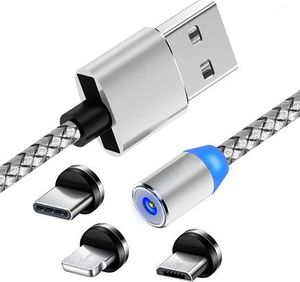 Kabel USB USB-A - USB-C, microUSB, Lightning 1 m Srebrny 1