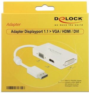 Adapter AV Delock DisplayPort - HDMI - D-Sub (VGA) - DVI-D biały (62655) 2