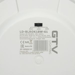 GTV Oprawa LED downlight 18W 3000K/4000K/6400K zmienna barwa światła 1600lm natynkowa/wpuszczana 226 BOLERO GTV 0117 4