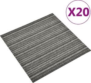 vidaXL Podłogowe płytki dywanowe, 20 szt., 5 m, 50x50 cm, szare pasy 1