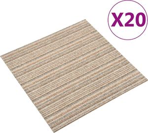 vidaXL Podłogowe płytki dywanowe, 20 szt., 5 m, 50x50 cm, beżowe pasy 1