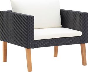 vidaXL 3-cz. ogrodowy zestaw wypoczynkowy, poduszki, rattan PE, czarny 5