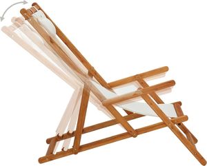 vidaXL Składany leżak, lite drewno eukaliptusa i kremowa tkanina 3