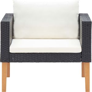 vidaXL 4-cz. ogrodowy zestaw wypoczynkowy, poduszki, czarny rattan PE 4