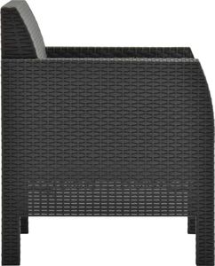 vidaXL Krzesło ogrodowe z poduszką, PP, antracytowe 3