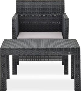 vidaXL 2-cz. zestaw wypoczynkowy do ogrodu, poduszki, PP, antracyt 2