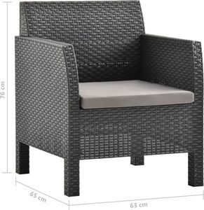 vidaXL 2-cz. zestaw wypoczynkowy do ogrodu, poduszki, PP, antracyt 8