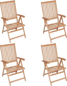vidaXL Rozkładane krzesła ogrodowe, 4 szt., lite drewno tekowe 1
