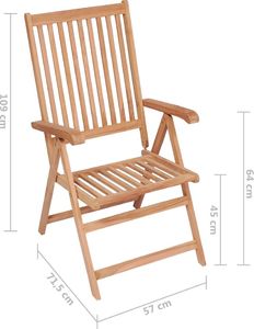 vidaXL Rozkładane krzesła ogrodowe, 6 szt., lite drewno tekowe 8