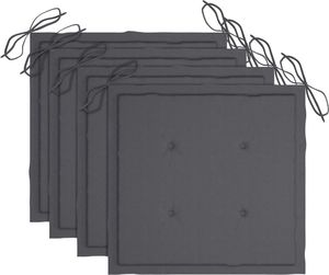 vidaXL Krzesła ogrodowe, antracytowe poduszki, 4 szt., drewno tekowe 6