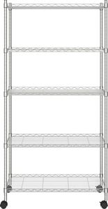 vidaXL 5-poziomowy regał na kółkach 75x35x155 cm chrom 250 kg 3