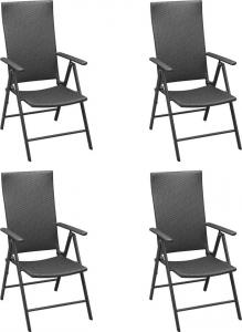 vidaXL Krzesła ogrodowe, 4 szt., polirattan, czarne 1