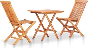 vidaXL VidaXL 3-cz. zestaw mebli bistro, antracytowe poduszki, drewno tekowe 2