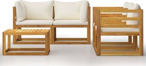 vidaXL VidaXL 5-cz. zestaw wypoczynkowy do ogrodu, kremowe poduszki, akacja 2