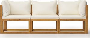 vidaXL  3-osobowa sofa ogrodowa z kremowymi poduszkami, drewno akacjowe 2