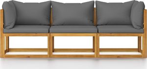 vidaXL 3-osobowa sofa ogrodowa z poduszkami, lite drewno akacjowe 2