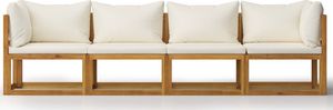 vidaXL VidaXL 4-osobowa sofa ogrodowa z kremowymi poduszkami, drewno akacjowe 2