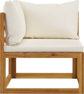 vidaXL VidaXL 4-osobowa sofa ogrodowa z kremowymi poduszkami, drewno akacjowe 5