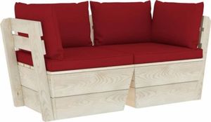 vidaXL Ogrodowa sofa 2-osobowa z palet, z poduszkami, drewno świerkowe 1