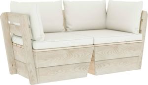 vidaXL Ogrodowa sofa 2-osobowa z palet, z poduszkami, drewno świerkowe 1