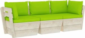 vidaXL Ogrodowa sofa 3-osobowa z palet, z poduszkami, drewno świerkowe 1