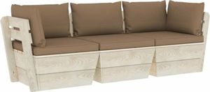 vidaXL Ogrodowa sofa 3-osobowa z palet, z poduszkami, drewno świerkowe 1