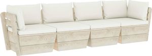 vidaXL Ogrodowa sofa 4-osobowa z palet, z poduszkami, drewno świerkowe 1