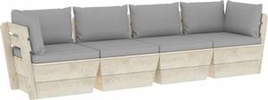 vidaXL Ogrodowa sofa 4-osobowa z palet, z poduszkami, drewno świerkowe 1