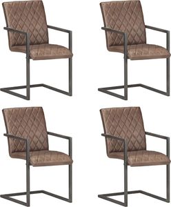 vidaXL VidaXL Krzesła stołowe, wspornikowe, 4 szt., brązowe, skóra naturalna 1