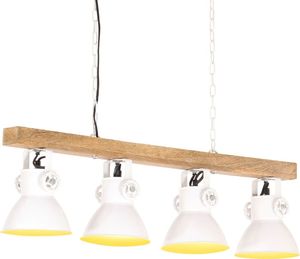 Lampa wisząca vidaXL VidaXL Industrialna lampa sufitowa, biała, E27, drewno mango 1