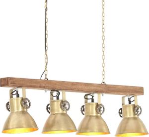 Lampa wisząca vidaXL VidaXL Industrialna lampa sufitowa, kolor mosiądzu, E27, drewno mango 1