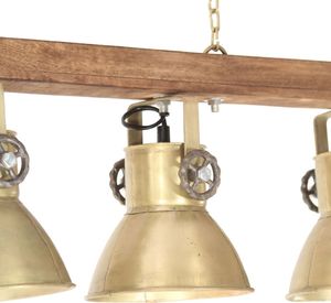 Lampa wisząca vidaXL VidaXL Industrialna lampa sufitowa, kolor mosiądzu, E27, drewno mango 6