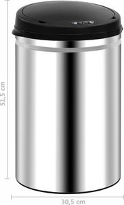 Kosz na śmieci vidaXL bezdotykowy srebrny (322692) 8