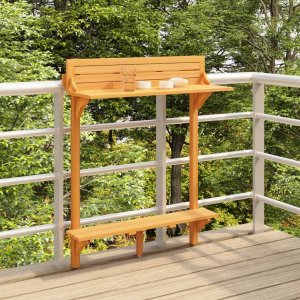 vidaXL Barowy stolik balkonowy 90x37x1225 cm lite drewno akacjowe VidaXL 1