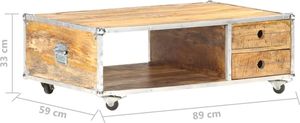 vidaXL Stolik kawowy 89x59x33 cm lite surowe drewno mango VidaXL 7