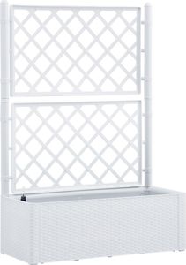 vidaXL VidaXL Podwyższona donica z treliażem i systemem podlewania, biała 2