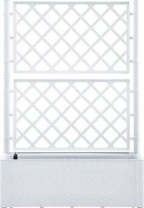 vidaXL VidaXL Podwyższona donica z treliażem i systemem podlewania, biała 4