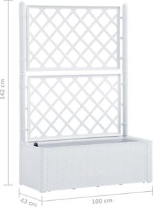 vidaXL VidaXL Podwyższona donica z treliażem i systemem podlewania, biała 8