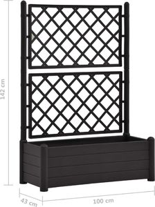 vidaXL VidaXL Skrzynia na rośliny z trejażem, 100x43x142 cm, PP, antracyt 7