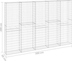 vidaXL Ściana gabionowa z pokrywami galwanizowana stal 300x30x200 cm VidaXL 6