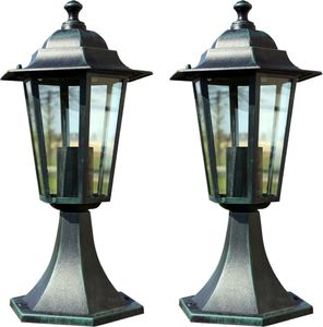 vidaXL Lampy ogrodowe 2 szt. ciemnozielone/czarne aluminium VidaXL 1