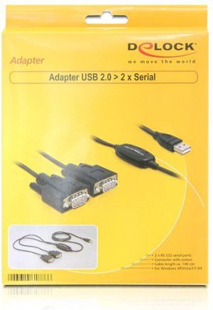 Adapter USB Delock USB - RS-232 x2 Czarny  (61886) 2