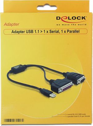 Delock Adapter USB 1.1 > 1 x port szeregowy, 1 x port równoległy 0.5m (61516) 2