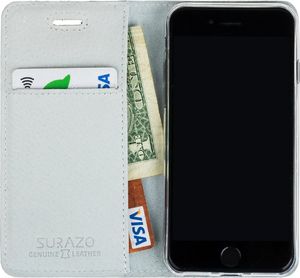Surazo Etui na telefon Surazo ze skóry naturalnej Smart magnet RFID - Srebrny 2