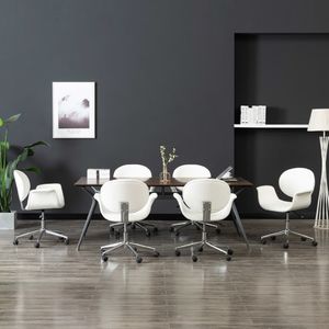 vidaXL Obrotowe krzesła stołowe, 6 szt., białe, sztuczna skóra 1