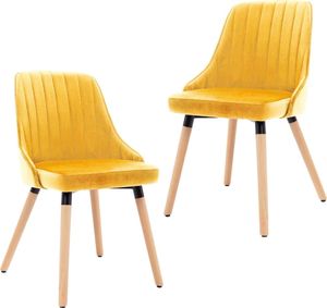vidaXL Krzesła stołowe, 2 szt., żółte, aksamitne 1
