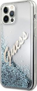 Guess Etui Guess GUHCP12LGLVSBL Apple iPhone 12 Pro Max niebieski/blue hardcase Glitter Vintage Script 2