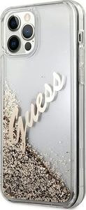 Guess Etui Guess GUHCP12LGLVSGO Apple iPhone 12 Pro Max złoty/gold hardcase Glitter Vintage Script 2