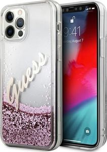 Guess Etui Guess GUHCP12LGLVSPI Apple iPhone 12 Pro Max różowy/pink hardcase Glitter Vintage Script 1